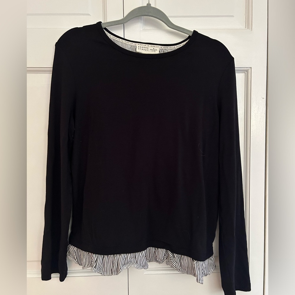 Kate Spade size medium black shirt with striped bottom and back